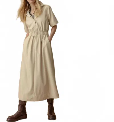 Lilla P Elastic Waist Short Sleeve Dress In Putty In Neutral