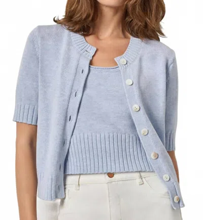 Lilla P Elbow Sleeve Button Cardigan In Clearwater In Blue