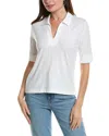 Lilla P Elbow Sleeve Collared T-shirt In White