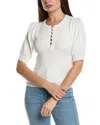 Lilla P Elbow Sleeve Henley Sweater In White