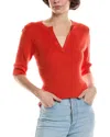 Lilla P Elbow Sleeve Split Neck Sweater In Red