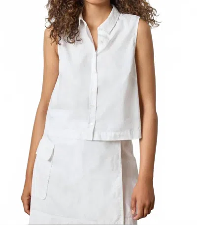Lilla P Eyelet Collar Sleeveless Shirt In White