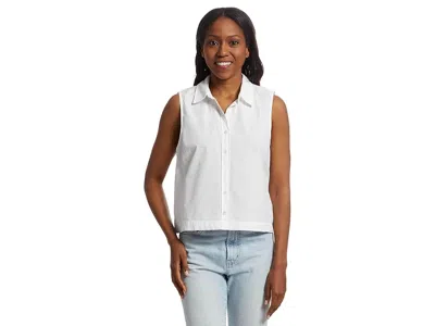 Lilla P Eyelet Collar Sleeveless Shirt In White