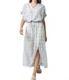 LILLA P EYELET DRAWSTRING DOLMAN V-NECK TOP IN HYACINTH