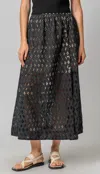 Lilla P Eyelet Side Button Maxi Skirt In Black