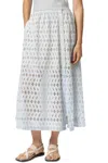 LILLA P EYELET SIDE BUTTON MAXI SKIRT IN HYACINTH