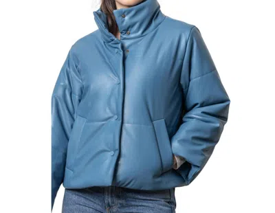 Lilla P Faux Leather Quilted Jacket In Stream In Beige