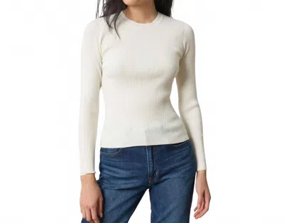 Lilla P Fitted Crewneck Sweater In Cream In Gray