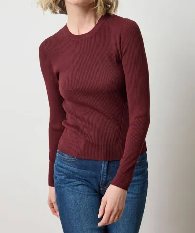 Lilla P Fitted Crewneck Sweater In Dark Cherry In Brown
