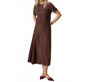 Lilla P Flared Midi Knit Skirt In Java In Brown