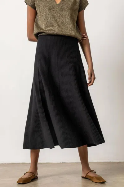 Lilla P Flared Sweater Skirt In Black