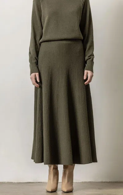 Lilla P Flared Sweater Skirt In Loden In Green
