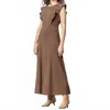 Lilla P Flounce Trim Maxi Dress In Java In Brown