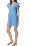 Lilla P Flutter Sleeve Gauze Dress In Marina In Blue