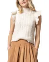 Lilla P Flutter Sleeve Mock Neck Wool-blend Sweater In White