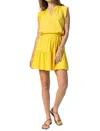 Lilla P Flutter Sleeve Split Neck Top In Saffron In Yellow