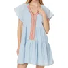 Lilla P Flutter Sleeve Tiered Dress In Crystal In Multi
