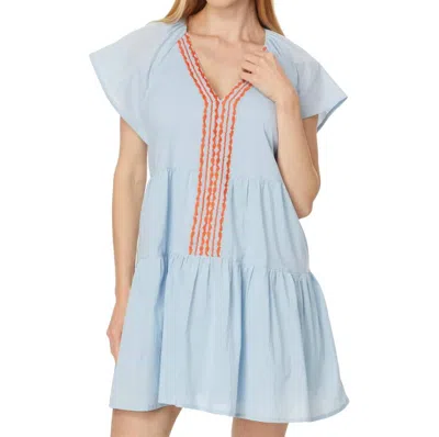 LILLA P FLUTTER SLEEVE TIERED DRESS IN CRYSTAL