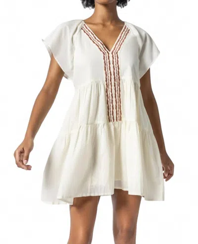 Lilla P Flutter Sleeve Tiered Dress In Ecru In White