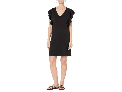 Lilla P Flutter Sleeve V-neck Dress In Black