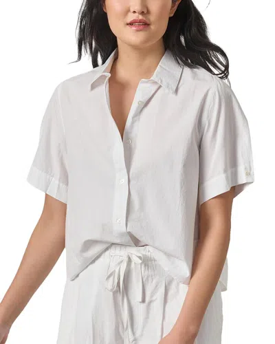 Lilla P Folded Sleeve Button Down Shirt In White