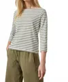 Lilla P French Stripe Boatneck Top In Kelp In Green