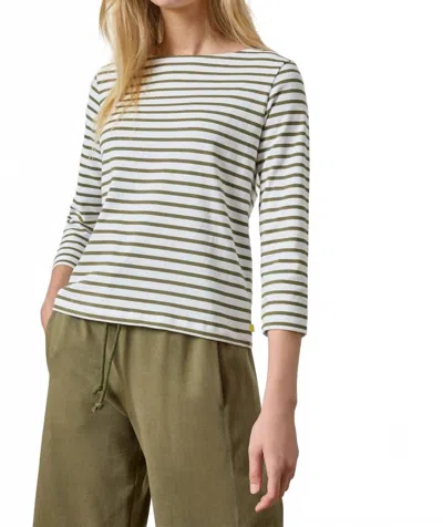 Lilla P French Stripe Boatneck Top In Kelp In Green