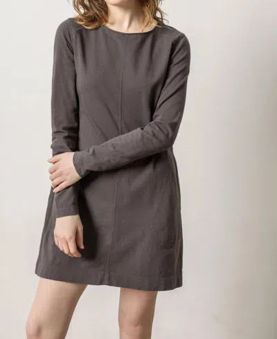 Lilla P Front Seam Crewneck Dress In Iron In Grey