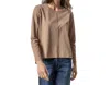 Lilla P Front Seam Long Sleeve Tee In Shitake In Brown