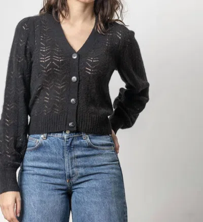 Lilla P Full Sleeve Cardigan Sweater In Black