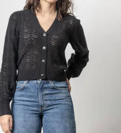 Lilla P Full Sleeve Cardigan Sweater In Black