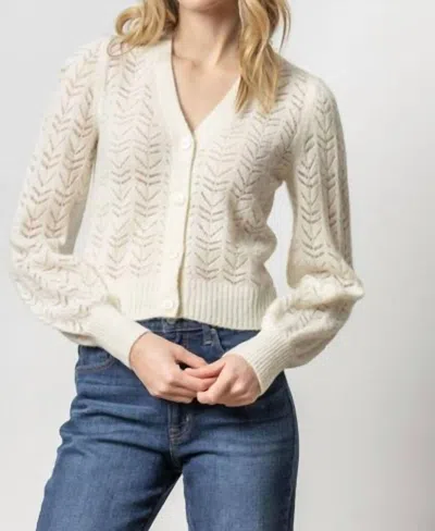 Lilla P Full Sleeve Cardigan Sweater In Ivory In Neutral