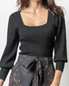Lilla P Full Sleeve Square Neck Sweater In Black In Black