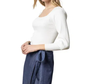 Lilla P Full Sleeve Square Neck Sweater In White