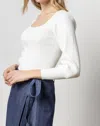 Lilla P Full Sleeve Square Neck Sweater In White In White