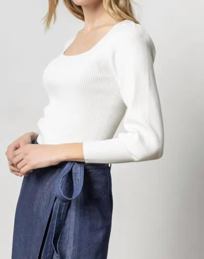 LILLA P FULL SLEEVE SQUARE NECK SWEATER IN WHITE