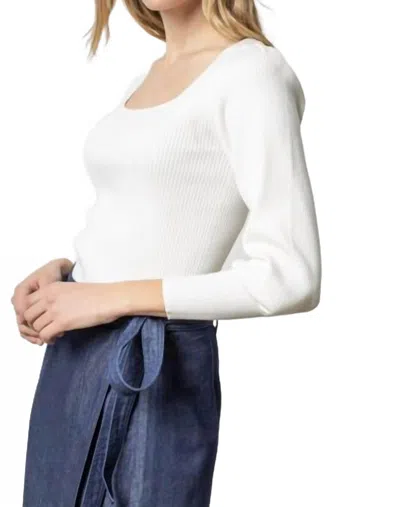 Lilla P Full Sleeve Square Neck Sweater In White