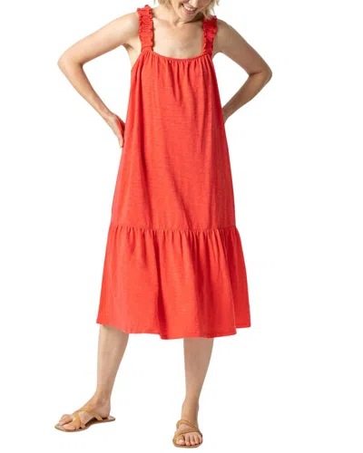Lilla P Gathered Strap Peplum Dress In Orange