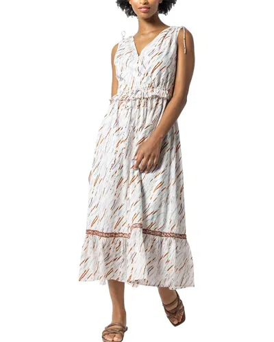 Lilla P Gathered Waist V-neck Dress In White