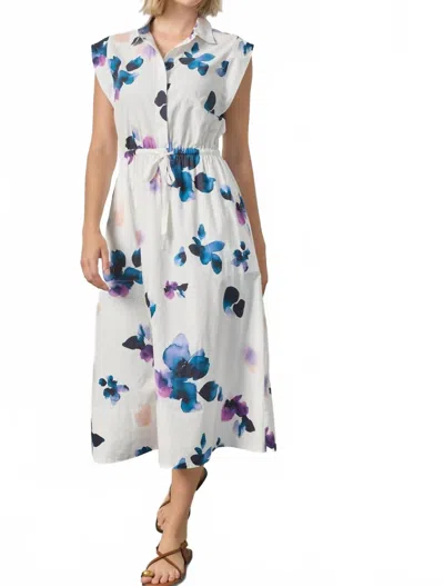 Lilla P Gusset Sleeve Maxi Dress In White In Multi