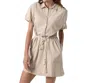 Lilla P Half Placket Shirt Dress In Flax In Neutral