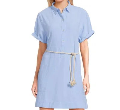 Lilla P Half Placket Shirt Dress In Malibu In Blue