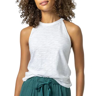 LILLA P HALTER CREWNECK TANK TOP IN WHITE