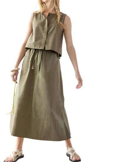 Lilla P Hidden Placket Top In Kelp In Green