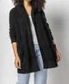 LILLA P HOODED DUSTER SWEATER IN BLACK