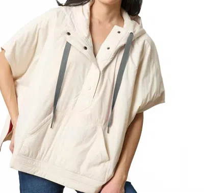 Lilla P Hooded Poncho In White In Neutral