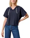 Lilla P Waffle Oversized Hoodie Top In Navy In Blue