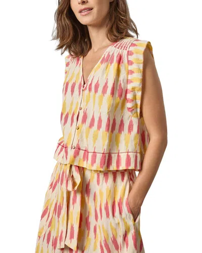 Lilla P Shirred Shoulder Top In Carob Ikat In Transparent