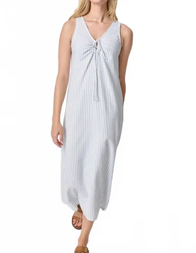 Lilla P Keyhole Midi Dress In Capri Stripe In Blue
