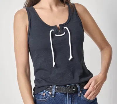 Lilla P Lace Up Tank In Black In Blue